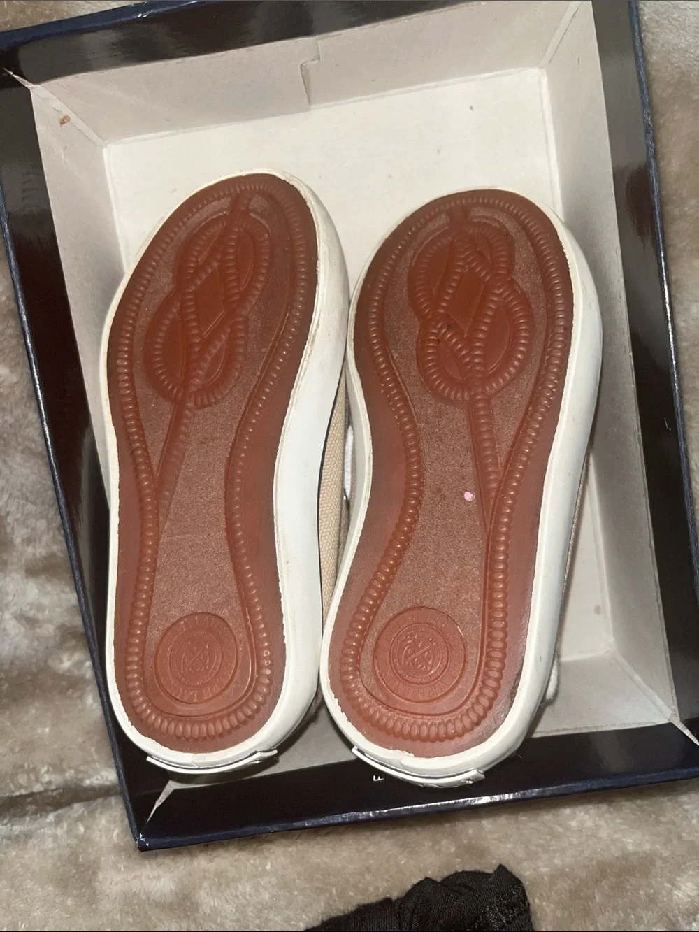 Polo by Ralph Lauren Kids Tan Canvas Moccasins with Orange Insole